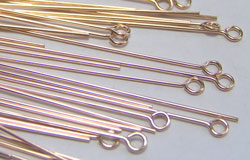  ROSE GOLD FILL, half hard, 24 gauge (approx 0.5mm thick) 50mm eyepin, ring at end has 1mm internal diameter 