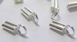  sterling silver, 925 stamp on ring, 9mm x 3.3mm x 1.6mm double tube cord end, each tube has internal diameter of 1mm, ring at top has internal diameter 2mm 
