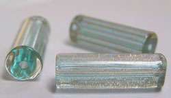  venetian cane aquamarine glass with aventurina 27mm x 7mm tube bead *** QUANTITY IN STOCK =2 *** 