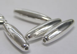  silver plated 20mm x 5mm plain oval bead 