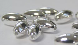  silver plated 8.4mm x 4.2mm plain oval bead 