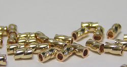  gold fill 3mm long x 2mm diameter twisted crimp, 1mm ID 