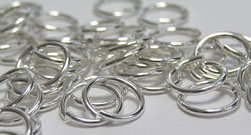  sterling silver 8mm diameter, 19 gauge (approx 0.9mm) open jump rings (saw cut) 