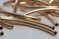  ROSE GOLD FILL 30mm length, 2mm outside diameter, curved tube with 1.7mm internal diameter 