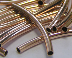  ROSE GOLD FILL 25mm length, 2mm outside diameter, curved tube with 1.55mm internal diameter 