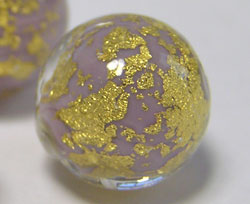  venetian murano opaline lilac glass over 24k gold 12mm round bead   *** QUANTITY IN STOCK =20 *** 