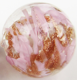  venetian murano clear over pink glass with aventurina venetian 10mm round bead *** QUANTITY IN STOCK =10 *** 
