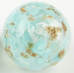  venetian murano clear over aquamarine glass with aventurina venetian 12mm round bead *** QUANTITY IN STOCK =39 *** 