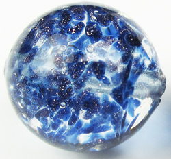  venetian murano clear over cobalt blue glass with aventurina venetian 12mm round bead *** QUANTITY IN STOCK =27 *** 
