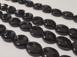  string of black onyx 8mm x 3.7mm faceted disc beads, approx 48 beads per string 