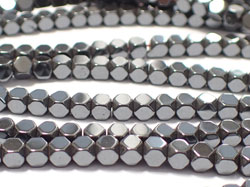  string of hematite 3mm faceted-edge cube beads - approx 130 beads per string 