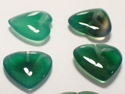  --CLEARANCE--  green agate 12mm x 12mm x 3.7mm half drilled slightly puffed heart drop, hole at top takes max 1.3mm wire 