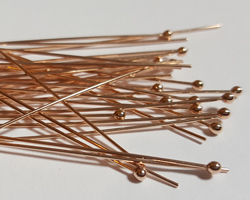  ROSE VERMEIL headpin 40mm long, 0.5mm thick, ball-ended, 1.5mm ball [vermeil is gold plated sterling silver] 