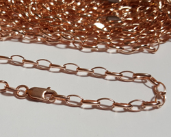  --CLEARANCE-- ready made ROSE VERMEIL bracelet - 5.2mm x 3.5mm oval chain - stamped 925 on clasp & on joining link - total length 19cm / 7.5 inches - ideal for charms [vermeil is gold plated sterling silver] 