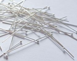  sterling silver headpin 25mm long, 0.4mm thick, ball-ended, 1.5mm ball 