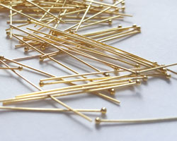  vermeil headpin 25mm long, 0.4mm thick, ball-ended, 1.5mm ball [vermeil is gold plated sterling silver] 