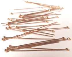  ROSE VERMEIL headpin 30mm long, 0.5mm thick, ball-ended, 1.5mm ball [vermeil is gold plated sterling silver] 
