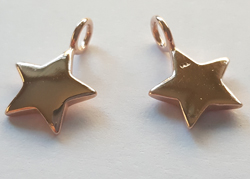  ROSE VERMEIL, stamped 925, 15mm x 10.4mm puffed star charm, attached loop has 2.9mm internal diameter, very pretty & versatile [vermeil is gold plated sterling silver] 