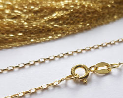  ready made vermeil necklace - 18 inch length - diamond cut square edge long oval links 1.9mm x 1.5mm [vermeil is gold plated sterling silver] 