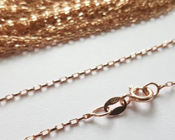  ready made ROSE VERMEIL necklace - 18 inch length - diamond cut square edge long oval links 1.9mm x 1.5mm 