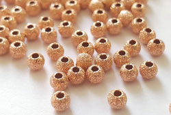  <5.85g/100> ROSE VERMEIL 3mm laser cut round bead, 1 micron plated for increased wear resistance, 1.2mm hole [vermeil is gold plated sterling silver] 