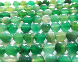  string of madagascar agate, shades of green, GRADE A, 8mm faceted round beads - approx 46 per string 