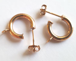 pair(s) of ROSE VERMEIL, stamped 925 on post, 12mm diameter, 2.5mm thick, three-quarter hoops, attached closed drop has 1.5mm internal diameter, butterflies included [vermeil is gold plated sterling silver] 
