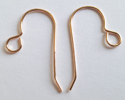  <25.7g/100prs> pair(s) ROSE VERMEIL light-weight stamped 925 french earwires, 22 gauge wire, 20mm long, flash plated [vermeil is gold plated sterling silver] 