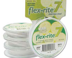  9.1 meter (30 feet) reel - flex-rite - 7 strand *white* nylon coated stainless steel stringing/beading wire, 0.50mm total outside diameter 