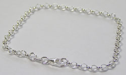  sterling silver, stamped 925, 18cm ready made rolo chain bracelet, links are 3.4mm outside diameter  **new, shorter length** 