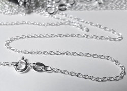  ready made sterling silver necklace - 1mm forzatina trace chain - links are 1.4mm long x 1mm high -  total length 16 inches - stamped 925 on quality stamp and on the clasp 