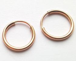  pairs of ROSE GOLD FILL 12mm x 1.25mm round hoops  with 1/20 14K stamp 