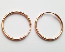  pairs of ROSE GOLD FILL 16mm x 1.25mm round hoops  with 1/20 14K stamp 