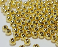  <4.95g/100> vermeil 3mm round bead, 1 micron plating for increased durability, 0.9mm hole [vermeil is gold plated sterling silver] 
