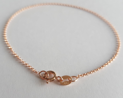  ROSE VERMEIL, stamped 925, 19.5cm bracelet with 1mm rolo links, matches pendants with 1mm rolo links, dainty - ideal for small charms [vermeil is gold plated sterling silver] 