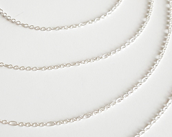  cm's - SOLD IN METRIC LENGTHS - sterling silver loose 9+1 very slim figaro chain - larger chain links are 1.5mmx2mm - chain weighs ~3.5g per meter, large links easily accept a 0.8mm ring/wire 