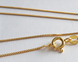  ready made vermeil - 16 inch length - 1mm x 0.5mm curb trace chain - ultra flexible,  beautifully slinky, the classic chain [vermeil is gold plated sterling silver] 
