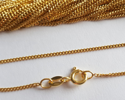  ready made vermeil necklace - 16 inch length - 1.5mm x 0.75mm curb trace chain - ultra flexible,  beautifully slinky, the classic chain bit with a bit of extra weight [vermeil is gold plated sterling silver] 