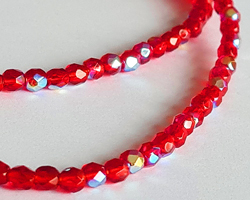  czech siam AB firepolished 3mm faceted round glass bead 