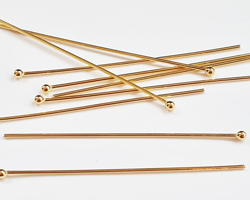  vermeil headpin 50mm long, 0.8mm thick, ball-ended, 2mm ball [vermeil is gold plated sterling silver] 