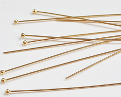  vermeil  headpin 60mm long, 0.5mm thick, ball-ended, 1.5mm ball [vermeil is gold plated sterling silver] 