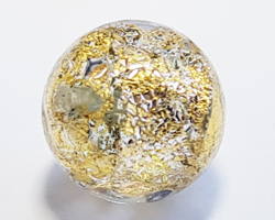  venetian murano clear glass with silver sparkles and 24k gold foil 12mm dichroic round bead *** QUANTITY IN STOCK =7 *** 