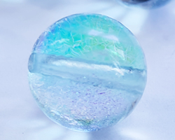  venetian murano light  aquamarine glass with silver foil 12mm dichroic round bead  *** QUANTITY IN STOCK = 20 *** 