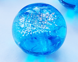  venetian murano aquamarine glass with silver sparkles  12mm dichroic round bead *** QUANTITY IN STOCK =24 *** 