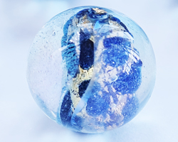  venetian murano aquamarine glass 14mm dichroic round bead *** QUANTITY IN STOCK = 20 *** 
