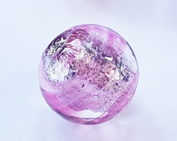  venetian murano  rubino pink striped glass with sterling silverfoil 8mm round bead *** QUANTITY IN STOCK =1 *** 