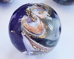  venetian murano plum and grey glass with 24k gold foil 14mm mare round bead *** QUANTITY IN STOCK =12 *** 
