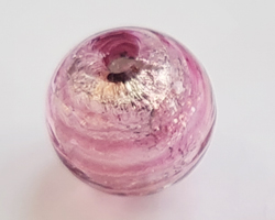  venetian murano rubino pink glass over white gold foil 6mm round bead *** QUANTITY IN STOCK =11 *** 