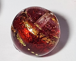  venetian murano ruby and clear glass with 24k banded gold foil 10mm round bead *** QUANTITY IN STOCK =3 *** 