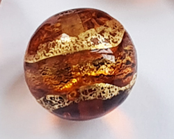  venetian murano topaz glass with 24k banded gold foil 12mm round bead *** QUANTITY IN STOCK =20 *** 